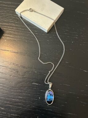 Vintage genuine Butterfly Wing set by Hoffman   Pendant necklace & earrings